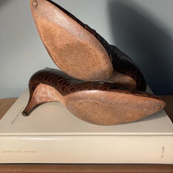 Vintage Amano Weinman's 1950/60s Handmade Crocodile Pumps Exquisite ~ Sz 8N - Picture 5 of 7
